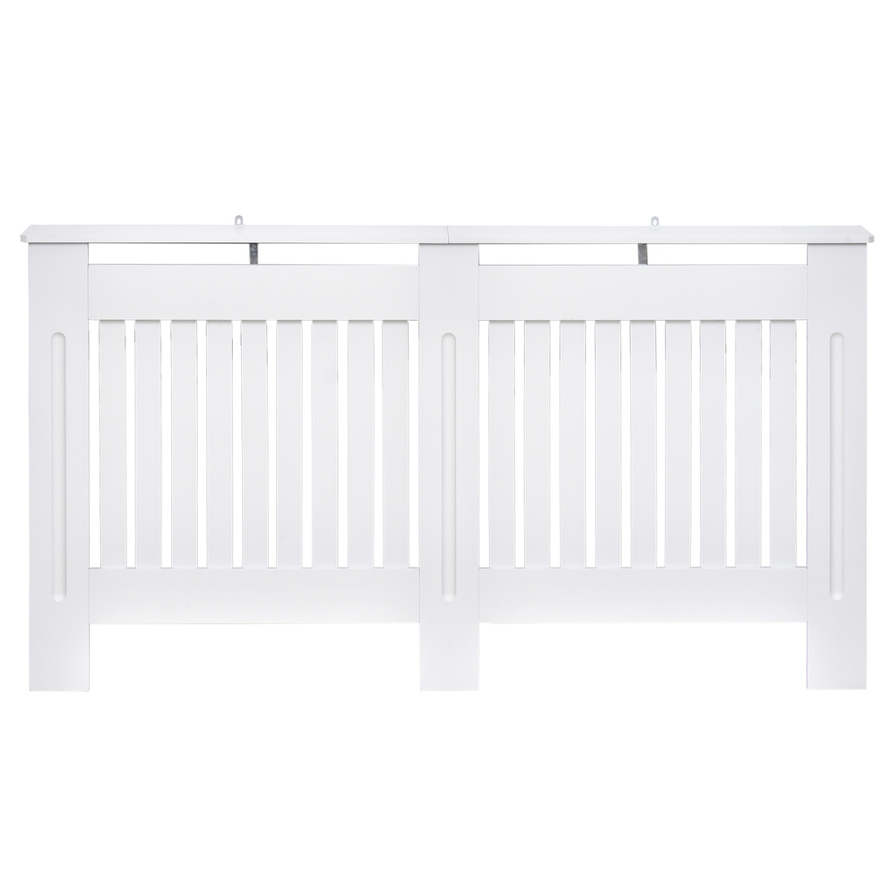 HOMCOM Slatted Radiator Cover Painted Cabinet MDF Lined Grill in White (152L x 19W x 81H cm)
