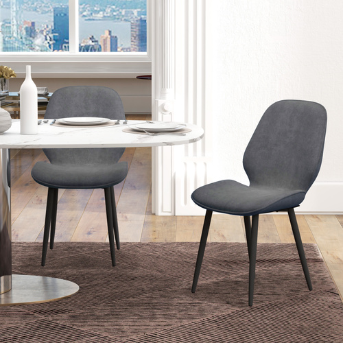 HOMCOM Velvet Dining Chairs, Set of 2 Dining Room Chairs with Metal Legs for Living Room, Dining Room, Grey