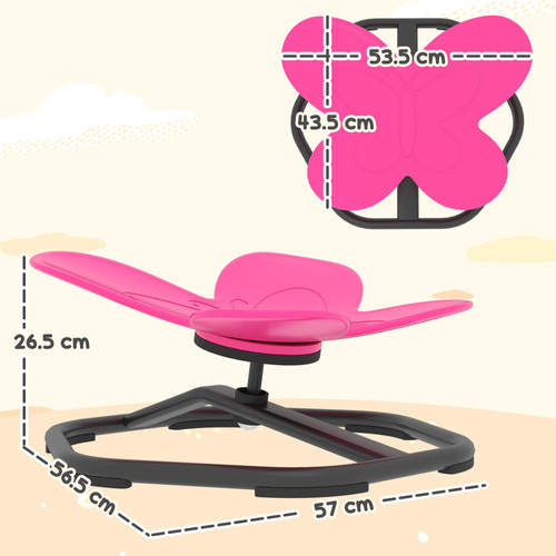 AIYAPLAY Butterfly-Shaped-kids Swivel Chair, Sensory Spinning Chair for Balance, Coordination Training, Pink