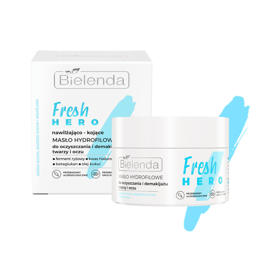 Bielenda Fresh Hero Moisturizing and Soothing Hydrophilic Butter for Cleansing and Make-up Removal of Face and Eyes for Dry and Very Dry Skin 40g