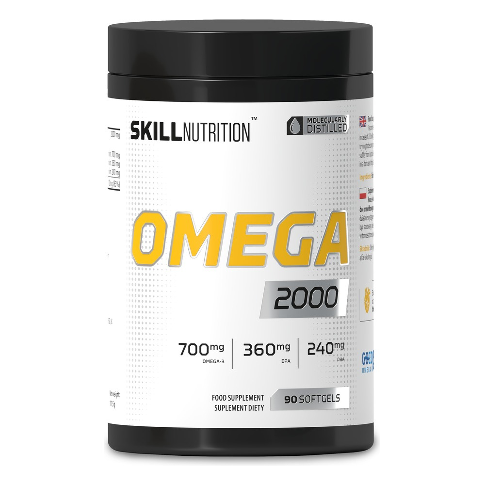 Skill Nutrition Omega 2000 Wysokiej Mocy Olej Rybi na Wsparcie Serca i Mózgu 90 Kapsułek