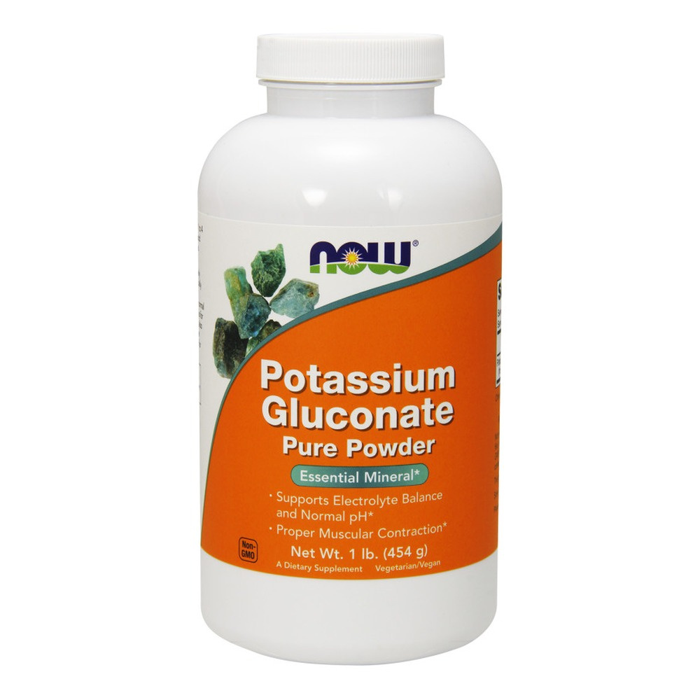 Now Foods Potassium Gluconate Pure Powder Wspiera Prawidłowe Skurcze Mięśni 454g