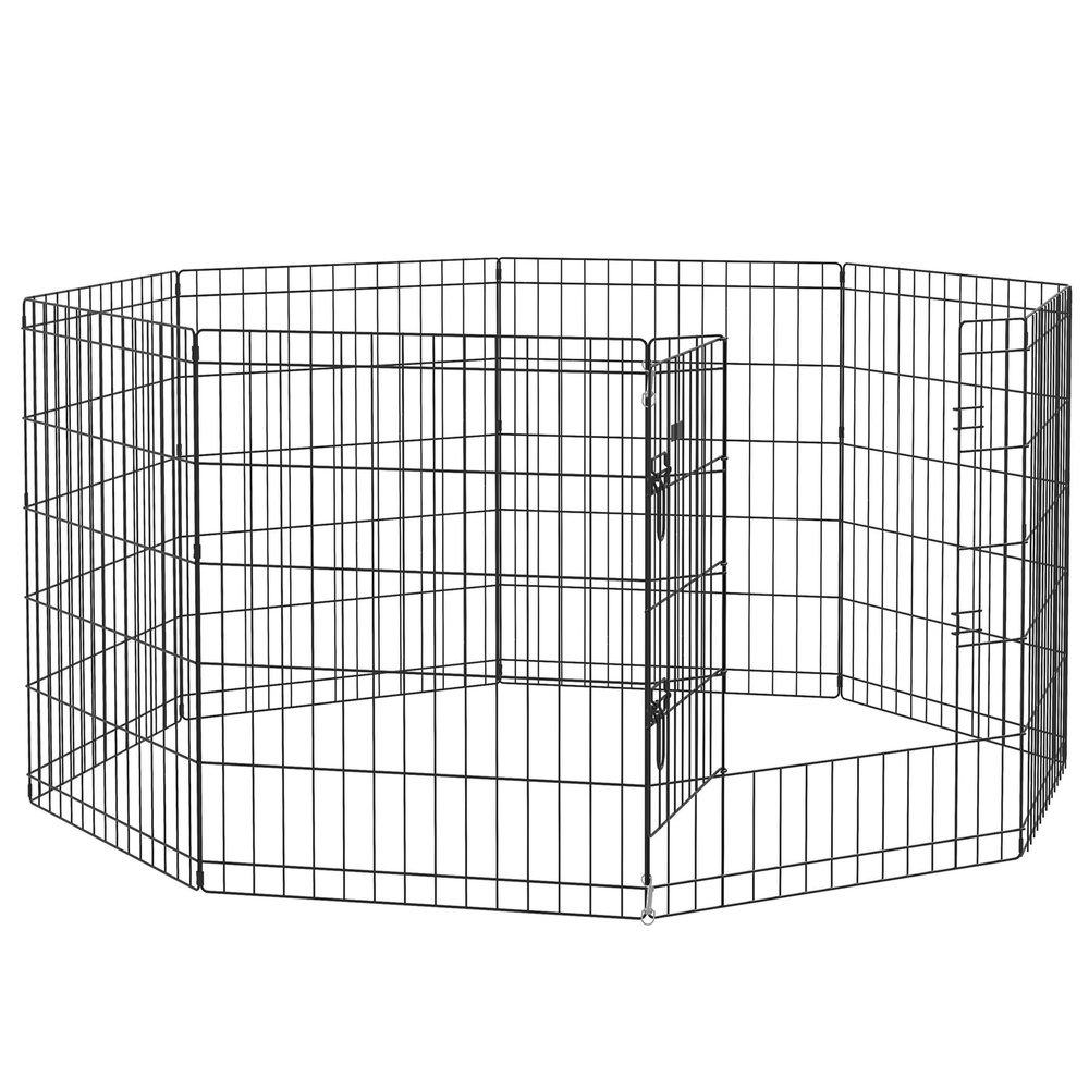 PawHut 8 Panel DIY Dog Pen with Door, for Dogs, Small Animals, Indoor/Outdoor Use, 76cm High