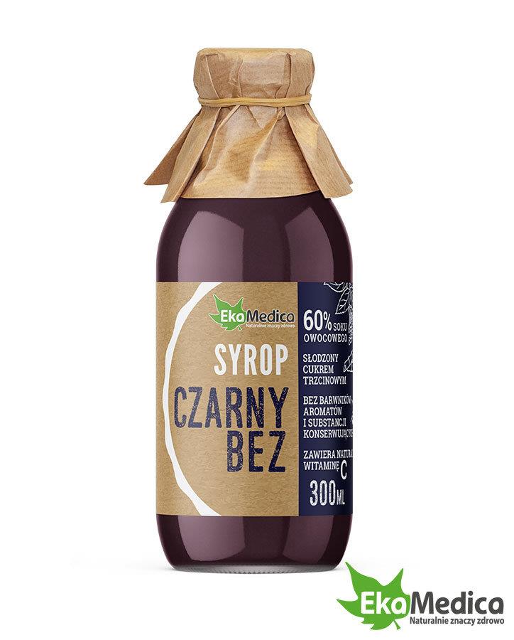 EkaMedica Syrop z Owoców Czarnego Bzu z Naturalną Witaminą C z Ekstraktu Owoców Aceroli 300ml