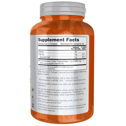 Now Foods MCT Oil 1000mg Supports Healthy Body Weight 150 Capsules