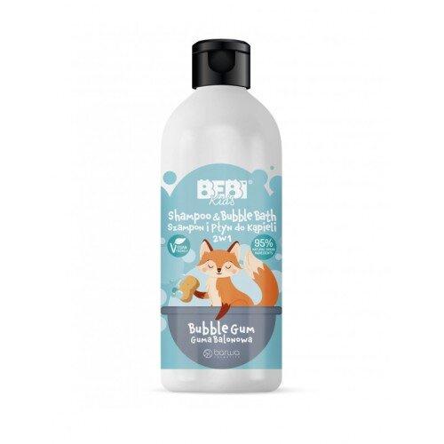 Barwa Bebi Kids Shampoo and Bath Liquid 2in1 Bubble Gum for Children from 1 Year of Age 500ml