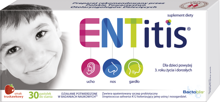 Entitis Strawberry Lozenges for Children Over 3 Years Old with Strawberry Flavor 30pcs