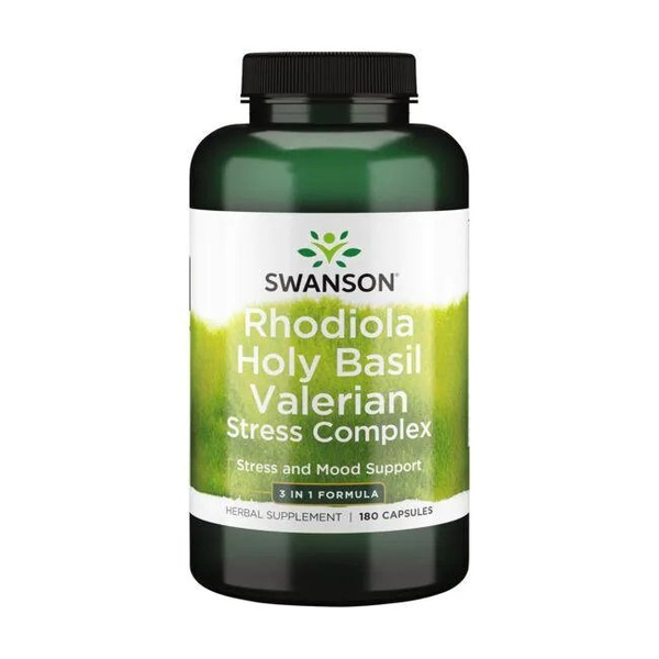 Swanson Rhodiola Holy Basil Valerian Stress Complex 180 Kapsułek