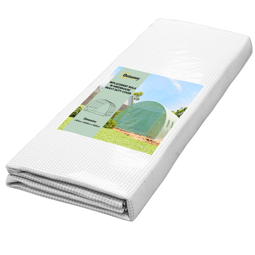 Outsunny 4 x 3 x 2m Polytunnel Greenhouse Replacement Cover ONLY Winter Garden Plant PE Cover for Tunnel Walk-in Greenhouse with Roll-up Windows Door Outdoor, Green