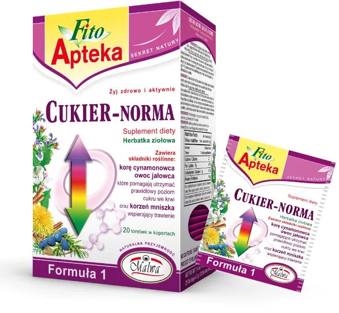 Malwa Fito Apteka Sugar-Norma Herbal Tea with Cinnamon Juniper Dandelion 20x2g