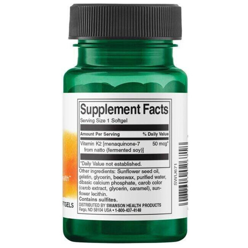 Swanson Vitamin K-2 Natural 50mcg 30 Kapsułek
