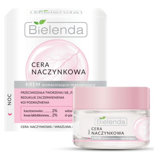 Bielenda Capillary Skin Wzmacniająco Regenerujący Krem do Skóry Wrażliwej i Naczynkowej na Noc 50ml