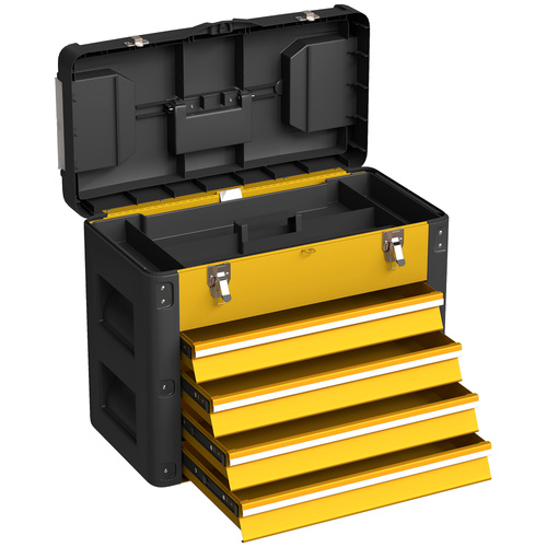 HOMCOM 4 Drawers Large Toolbox - Yellow