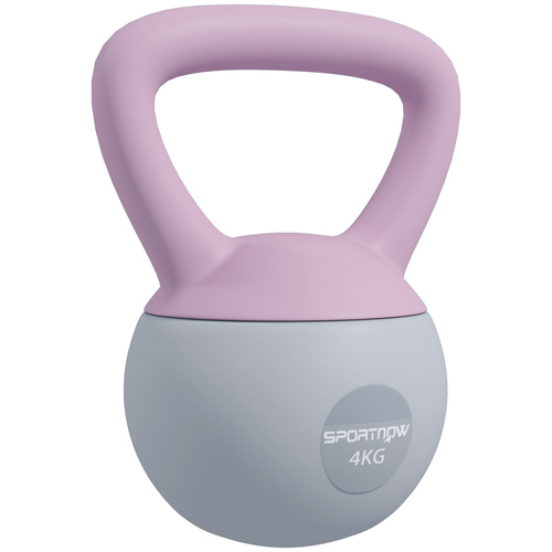 SPORTNOW 4KG Soft Kettlebell, Kettle Bell with Non-Slip Handle for Home Gym, Weight Lifting, Strength Training, Purple/Grey