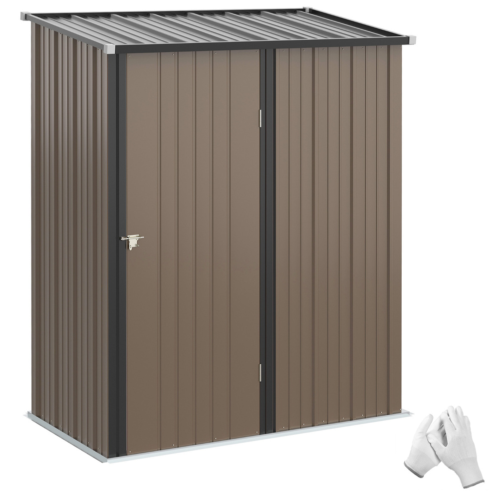 Outsunny 5.3 x 3.1ft Corrugated Steel Garden Shed - Brown