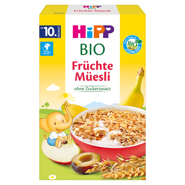Hipp Bio Muesli Multigrain Bananas Apples Plums from 10 Months of Age 200g