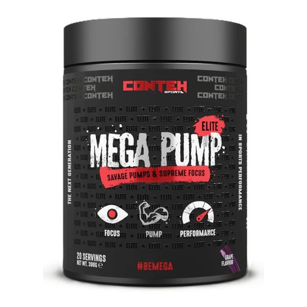 Conteh Sports Mega Pump Elite Non-Stimulant Pre-Workout Powder, Grape 390g