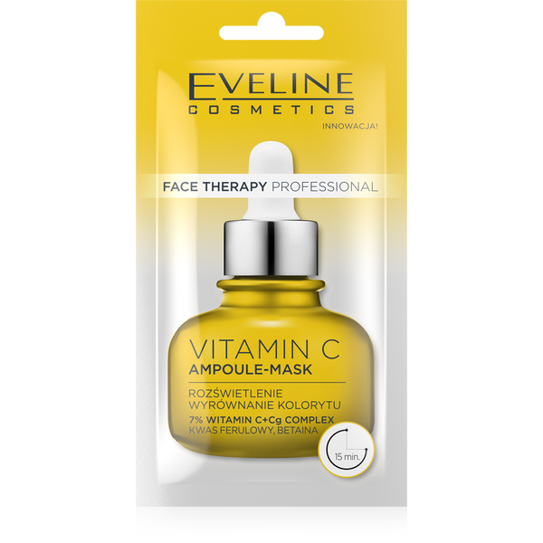 Eveline Face Therapy Professional Ampoule-Mask Vitamin C Rozświetlająca Maska w Kremie dla Skóry Szarej 8ml