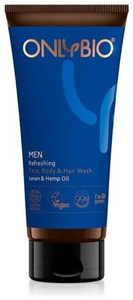 OnlyBio Men Refreshing Face Cleansing Gel, Body and Hair for All Skin Types 200ml