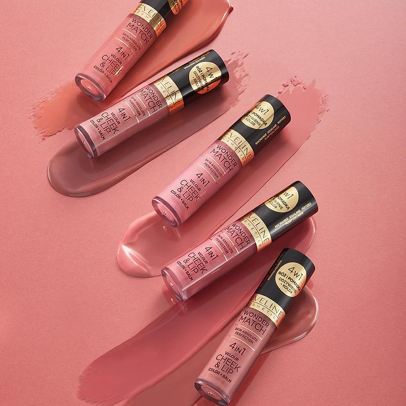 Eveline Wonder Match Cheek & Lip 4w1 Róż i Pomadka w Płynie Nr 5 4,5ml