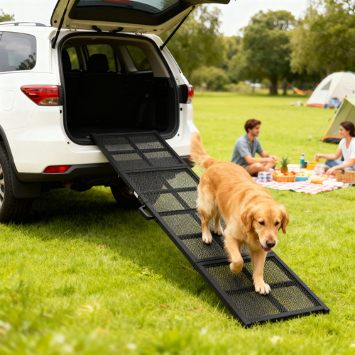 PawHut 191 x 50cm Dog Ramp for Car, Extra Long Pet Stairs with Non-Slip Surface, for Large Dogs, Black