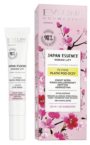 Eveline Japan Essence Nawilżające Płynne Płatki pod Oczy z Ekstraktem Kwiatu Wiśni i Kwasem Hialuronowym 20ml