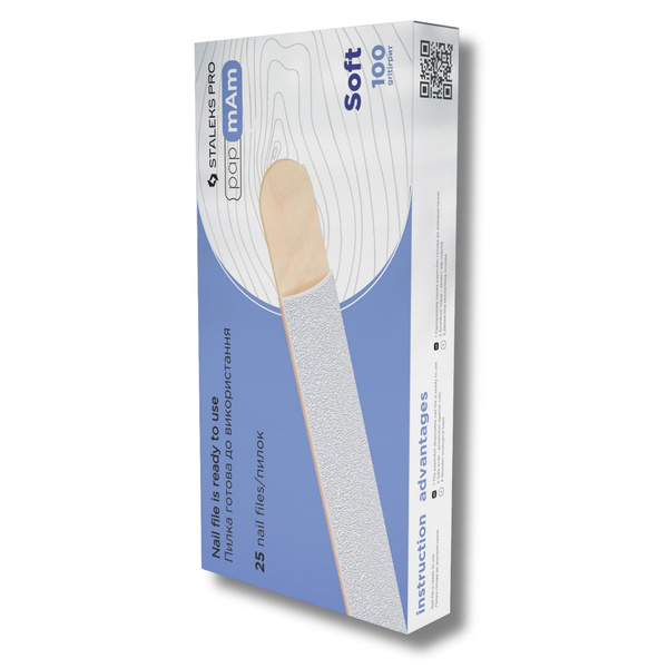 Staleks Pro Expert PapmAm Disposable White Files On Soft Foam Wooden Base 100 Grit 25pcs