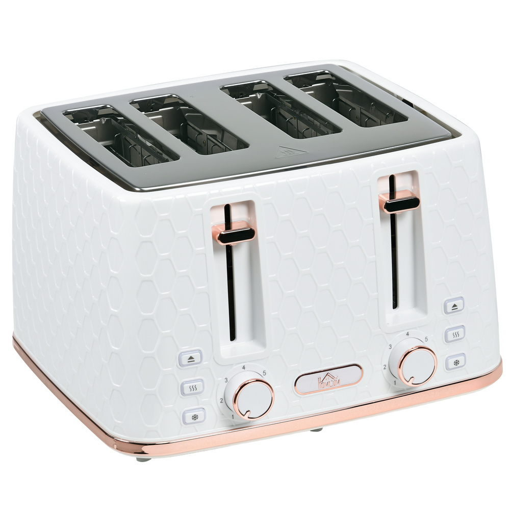 HOMCOM Four-Slice Honeycomb Toaster - White