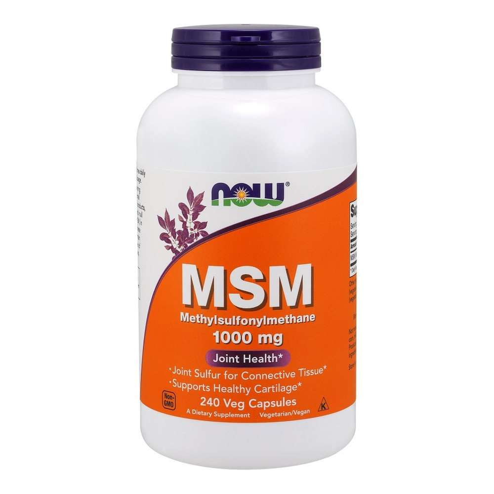 NOW Foods MSM 1000 mg Methylsulphonylmethane Naturalne Wsparcie dla Stawów Skóry i Włosów 240 Kapsułek