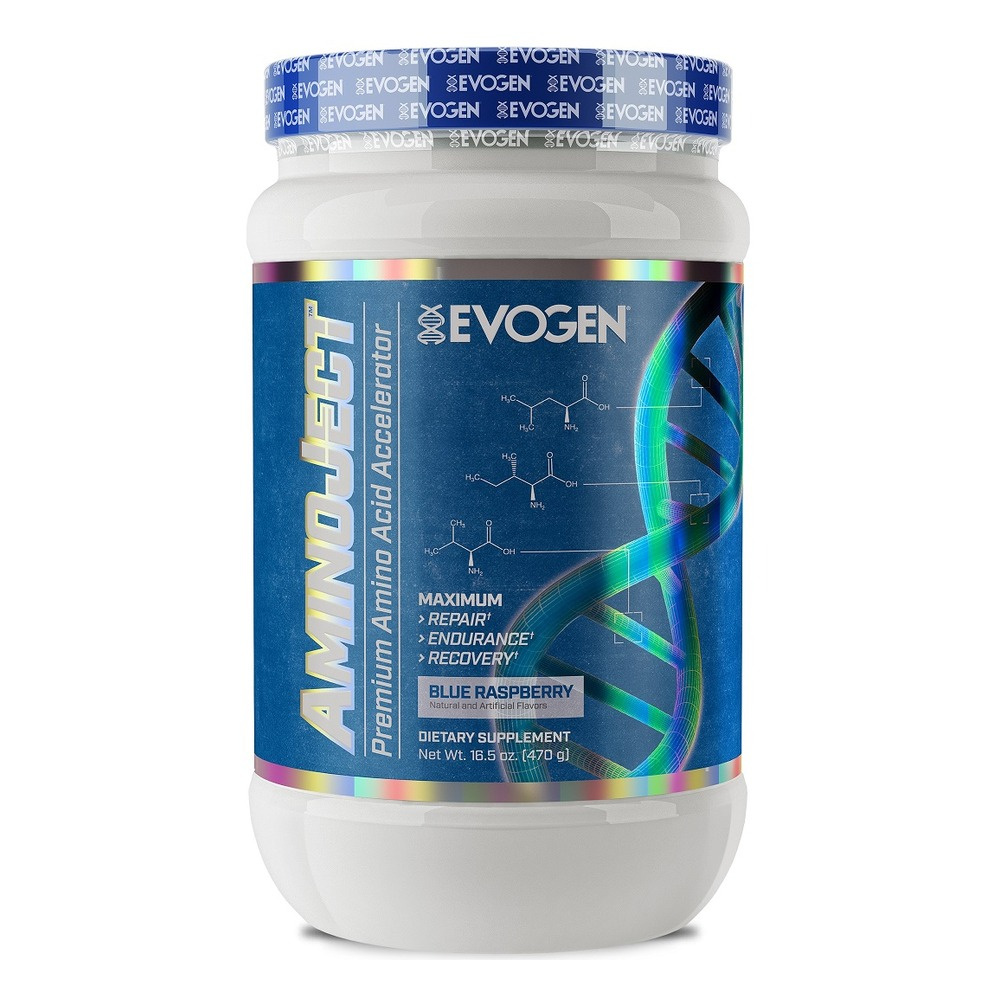 Evogen AminoJect BCAA and Glutamine Powder for Muscle Recovery Raspberry Lemonade 483g