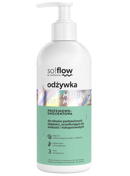 So!Flow by Vis Plantis Odżywka Proteinowo-Emolientowa Włosów Pozbawionych Objętości Przedłużająca ich Świeżość 300ml