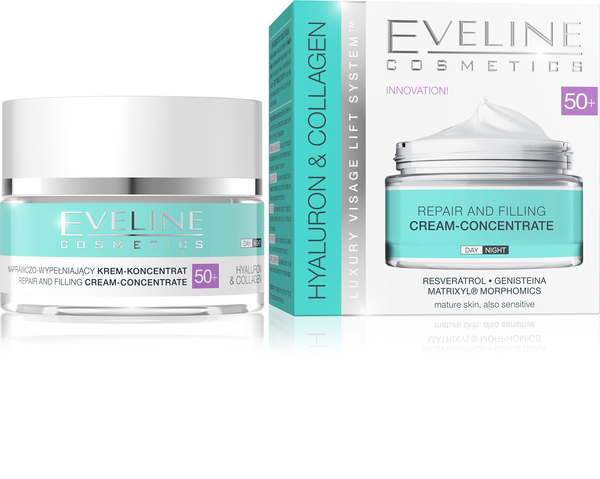 Eveline HYALURON&COLLAGEN REPAIR FILLING DAY AND NIGHT CREAM 50+ 50ML