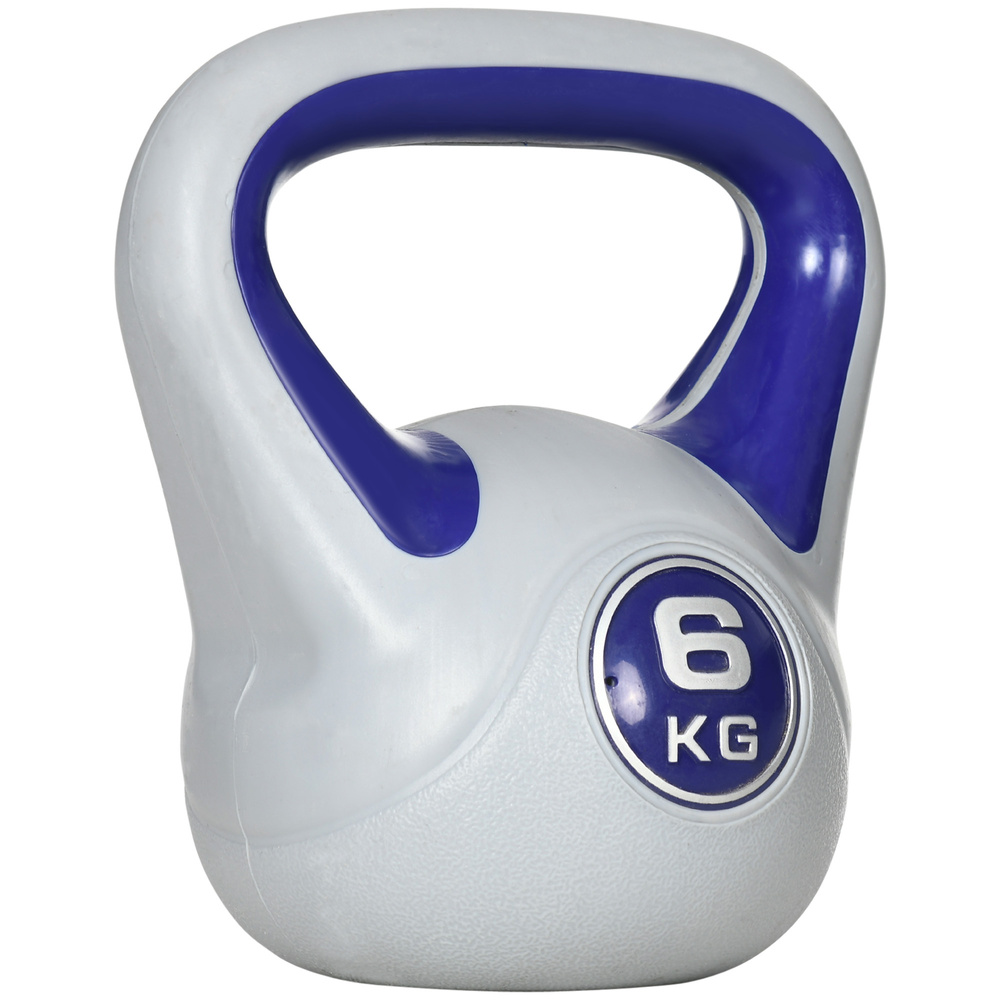 SPORTNOW Kettlebell, 6kg Kettle Bells with Handle for Home Gym Weight Lifting and Strength Training, Purple and Grey
