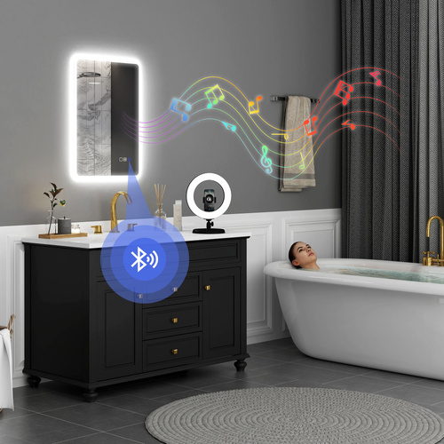 HOMCOM 70 x 50cm LED Bathroom Mirror, with Bluetooth - Silver Tone