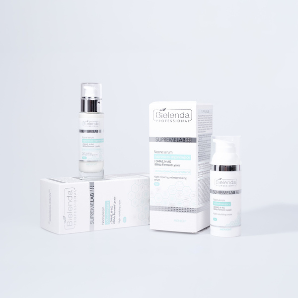 Bielenda Professional Supremelab Nocne Serum Naprawczo – Regenerujące z DMAE N-AG Bifida Ferment Lysate dla Skóry Dojrzałej Suchej i Odwodnionej  30ml