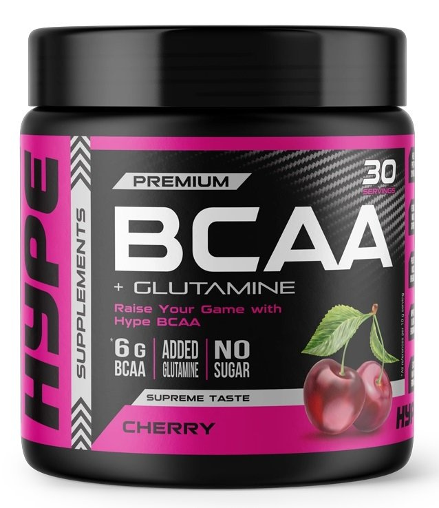 Hype BCAA with Glutamine Cherry Powder for Muscle Recovery 300g
