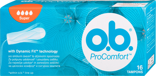 O.B. Pro Comfort Super Łatwej Aplikacji Tampony 16 Sztuk