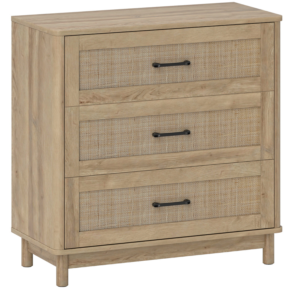 HOMCOM 76 cm Wide Drawer Chest of Drawers with 3 Drawer - Oak