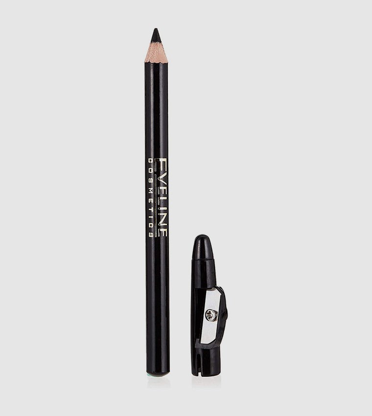 Eveline Eyeliner Pencil Eye Makeup Pencil with Pencil Sharpener Black 1 Piece