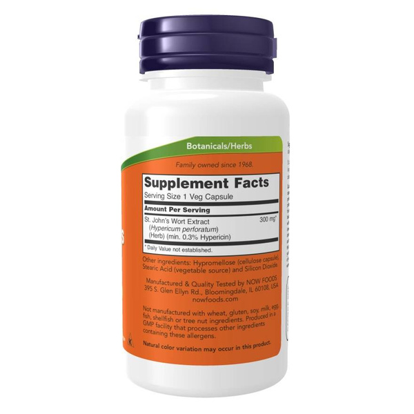 Now Foods St. John's Wort 300mg Supports Urinary and Digestive System Soothes Nervous Tension 250 Vcapsules