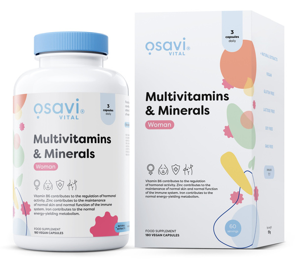 Osavi Multivitamins & Minerals Woman Food Supplement for Hormonal Balance and Energy 180 Vegan Caps