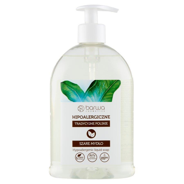 Barwa Hypoallergenic Traditional Polish Gray Soap for Sensitive Skin Prone to Allergies 500ml