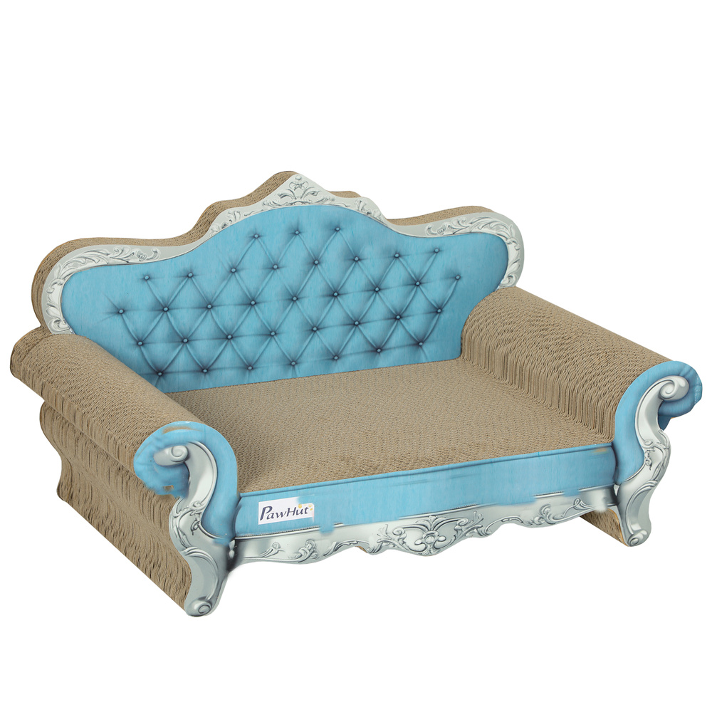 PawHut 2-in-1 Cat Scratcher with Catnip for Indoor Cats, Light Blue