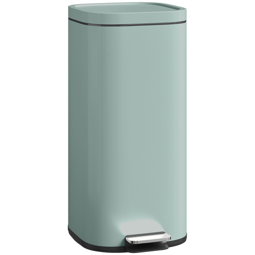 HOMCOM 30L Kitchen Bin, Compact Pedal Bin with Soft-Close and Stay-Open Lid, Removable Bucket for Kitchen, Home, Office, Green
