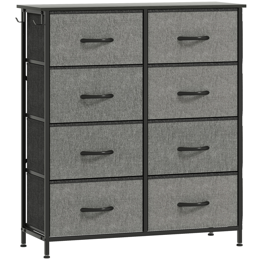 HOMCOM Chest of Eight Fabric Drawers - Charcoal Grey