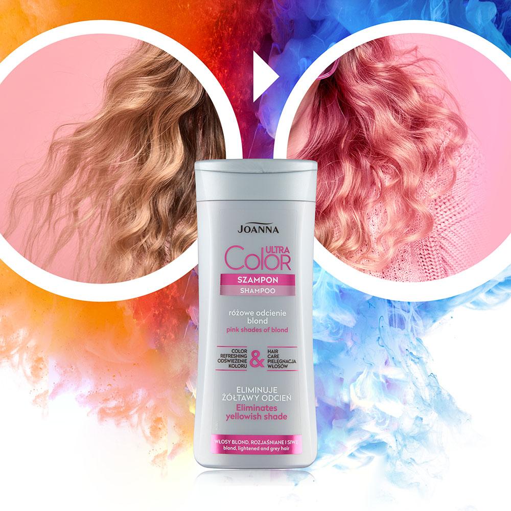 Joanna Ultra Color System Szampon Różowy dla Włosów Blond Rozjaśnionych i Siwych 200ml