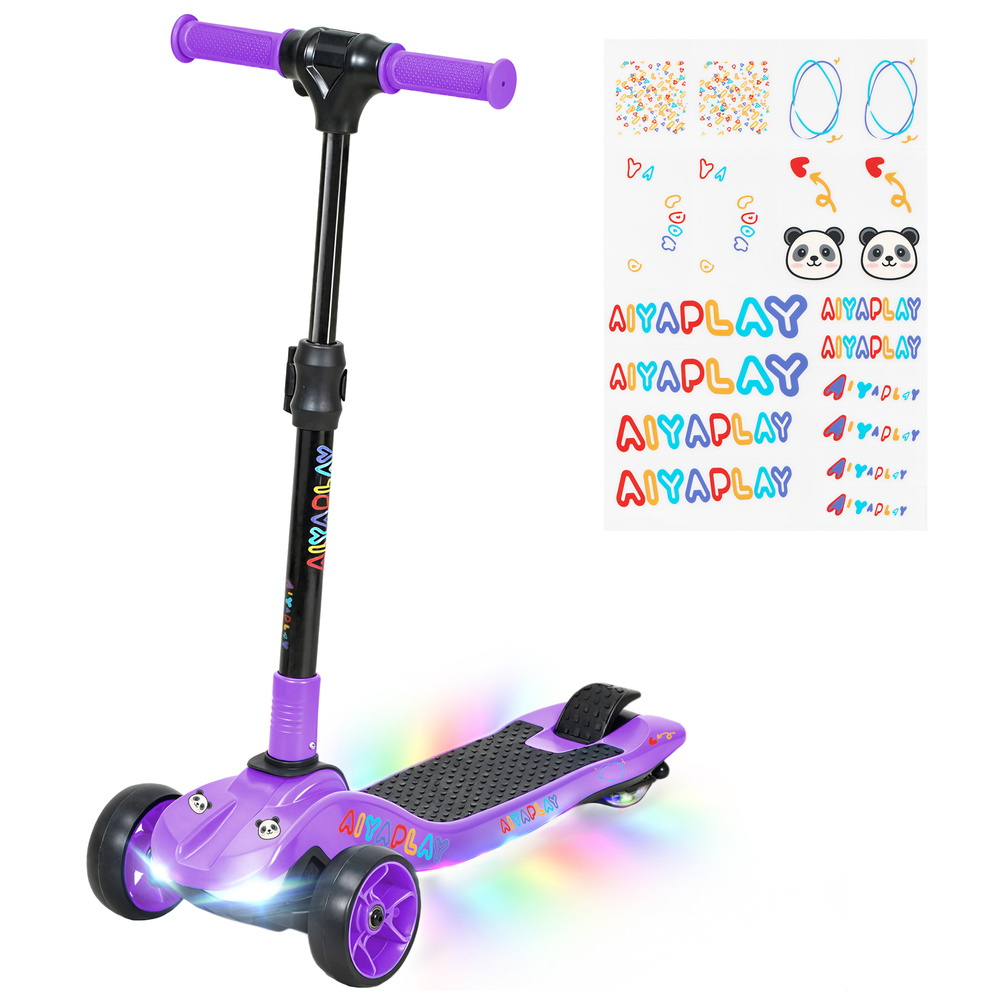 AIYAPLAY Three-Wheel Foldable Electric Scooter for Kids Aged 6-10 Years, Purple
