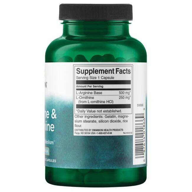 Swanson L-Arginine & L-Ornithine 100 Kapsułek