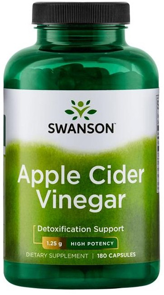 Swanson Apple Cider Vinegar 1250mg High Potency Ocet Jabłkowy Wspiera Oczyszczanie Organizmu 180 Kapsułek