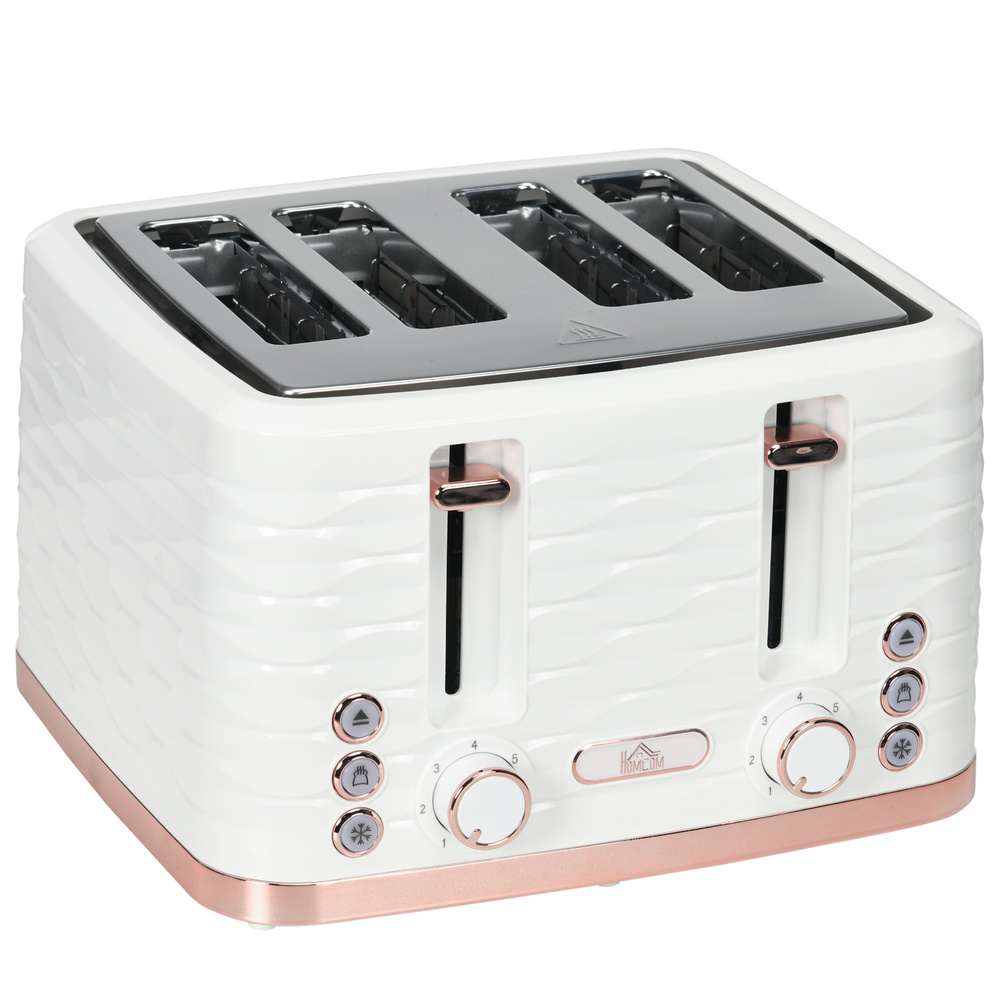 HOMCOM Four-Slice Rippled Toaster - White